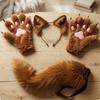 Animal Cosplay Set Kit Cosplay Chat Fluffy Tail Raised Paw Pads Gloves for Masquerade Events