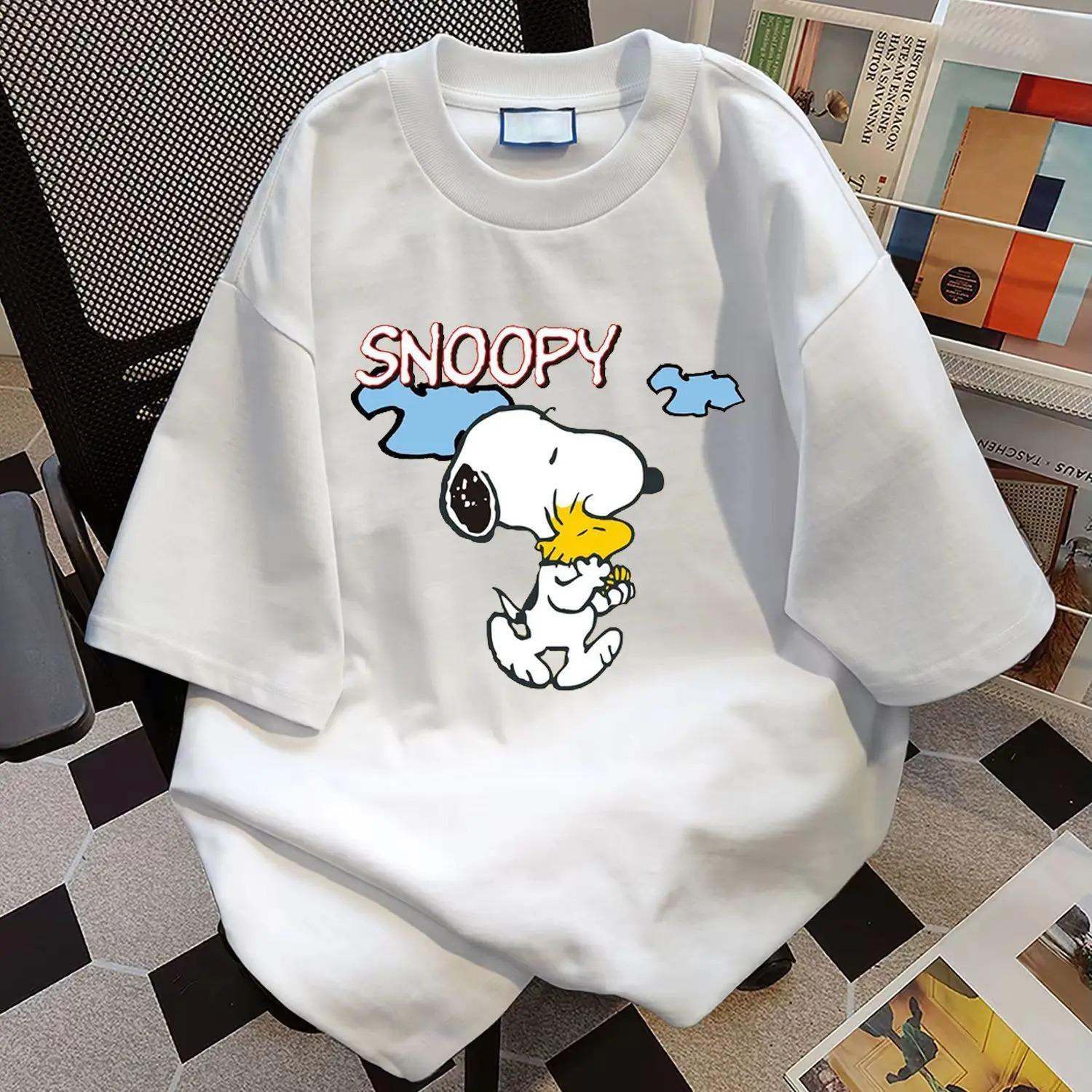 

2026 Літній Бавовняний Короткорукавний Вільний Топ Принт Snoopy Простий Повсякденний Стрункий Лаконічний Жіночий Одяг Харадзюку Топи XXL коричневий
