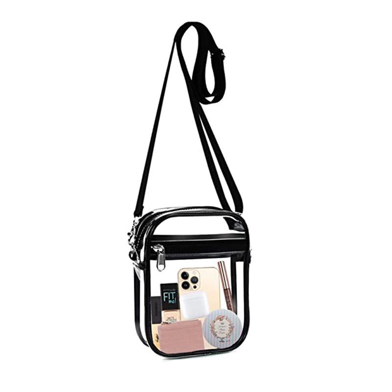 Adjustable PVC Transparent Crossbody Bag with Zipper for Concerts and Sports