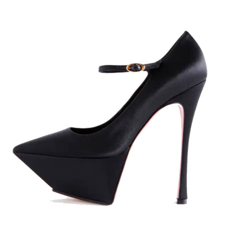 

Модный бренд Высокое качество Сексуальные туфли на высоком каблуке 15 см Черные Красные Платье Вечеринка Свадьба Женская обувь Дизайнерская 34-43 Большой размер Подиум Свадебная обувь 34