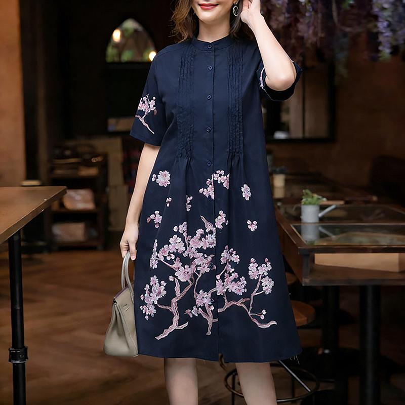 ZANZEA Women Casual Round Neck Half Sleeve Loose Floral Print Dress