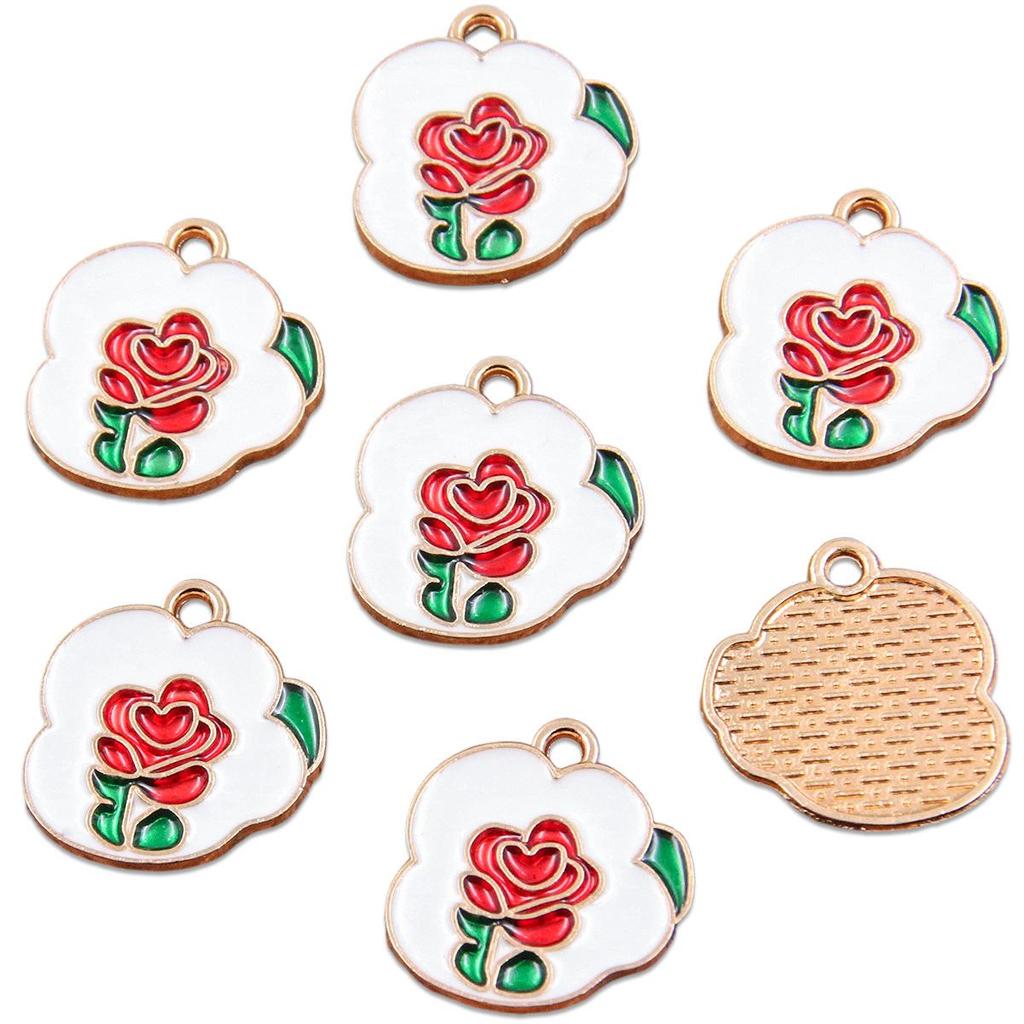 16 Styles KC Gold Drop Oil Fresh Flower Valentine's Day Pendant Charms - Premium and Creative Ornaments