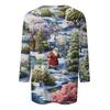 3/4 Sleeve Shirts For Women Print Christmas Tees Blouses Casual Plus Size Basic Tops Pullover