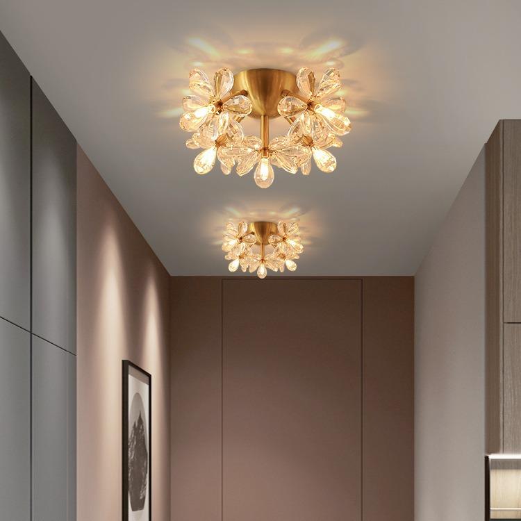 Nordic LED Ceiling Lights Flower Crystal Aisle Corridor Light Entrance Hall Balcony Decor Ceiling Lamp Chandeliers Lampara techo