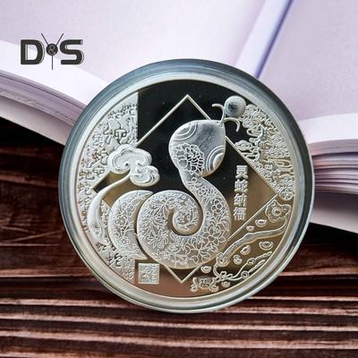 2025 Schlangen-Gedenkmünze, chinesisches Neujahrs-Sammelstück aus Eisen, Jahr der Schlangen-Abzeichen-Münze für Reichtum und Glück