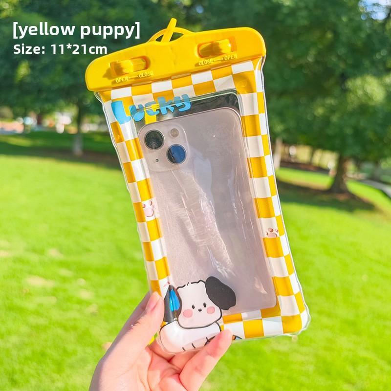 

Touchscreen-compatible Cute Dustproof Sealed Waterproof Pouch for Mobile Phones Yellow puppy