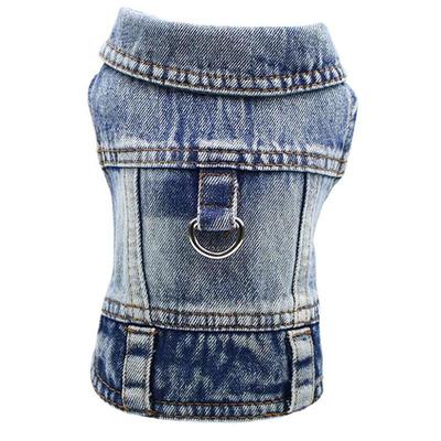 Denim Vest for Small/Medium Pets: Dual-Purpose, for Chest and Back, Suitable for All Seasons, Two-Leg Design