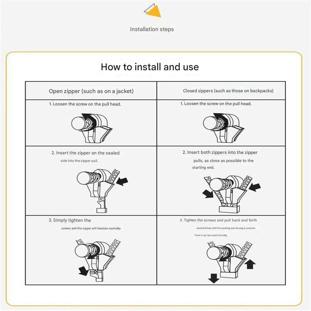 A 3-pack of Zipper Repair Kits (small, Medium, and Large Sizes) with Detachable Universal Zipper Heads for Replacing Zippers In