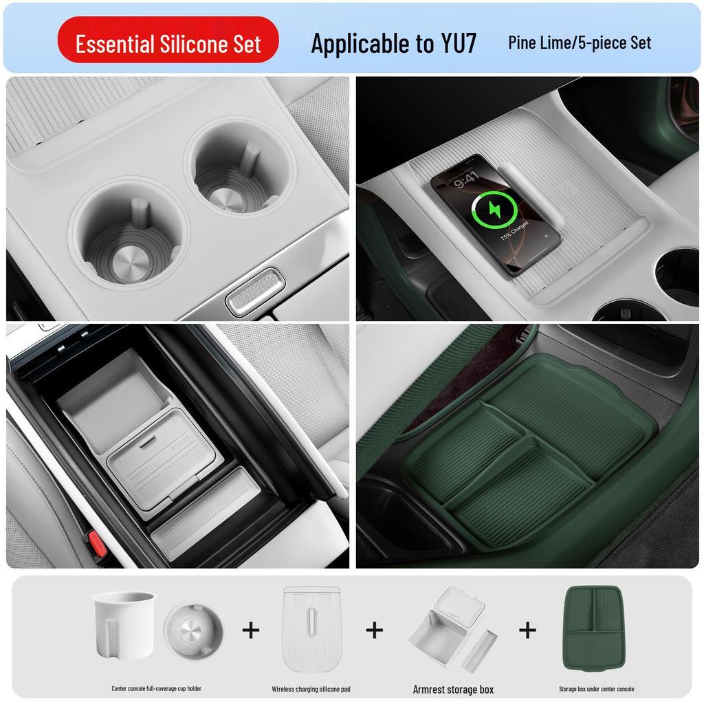 Silicone Mats for Xiaomi SU7/YU7: Center Console, Cup Holders, and Interior Essentials