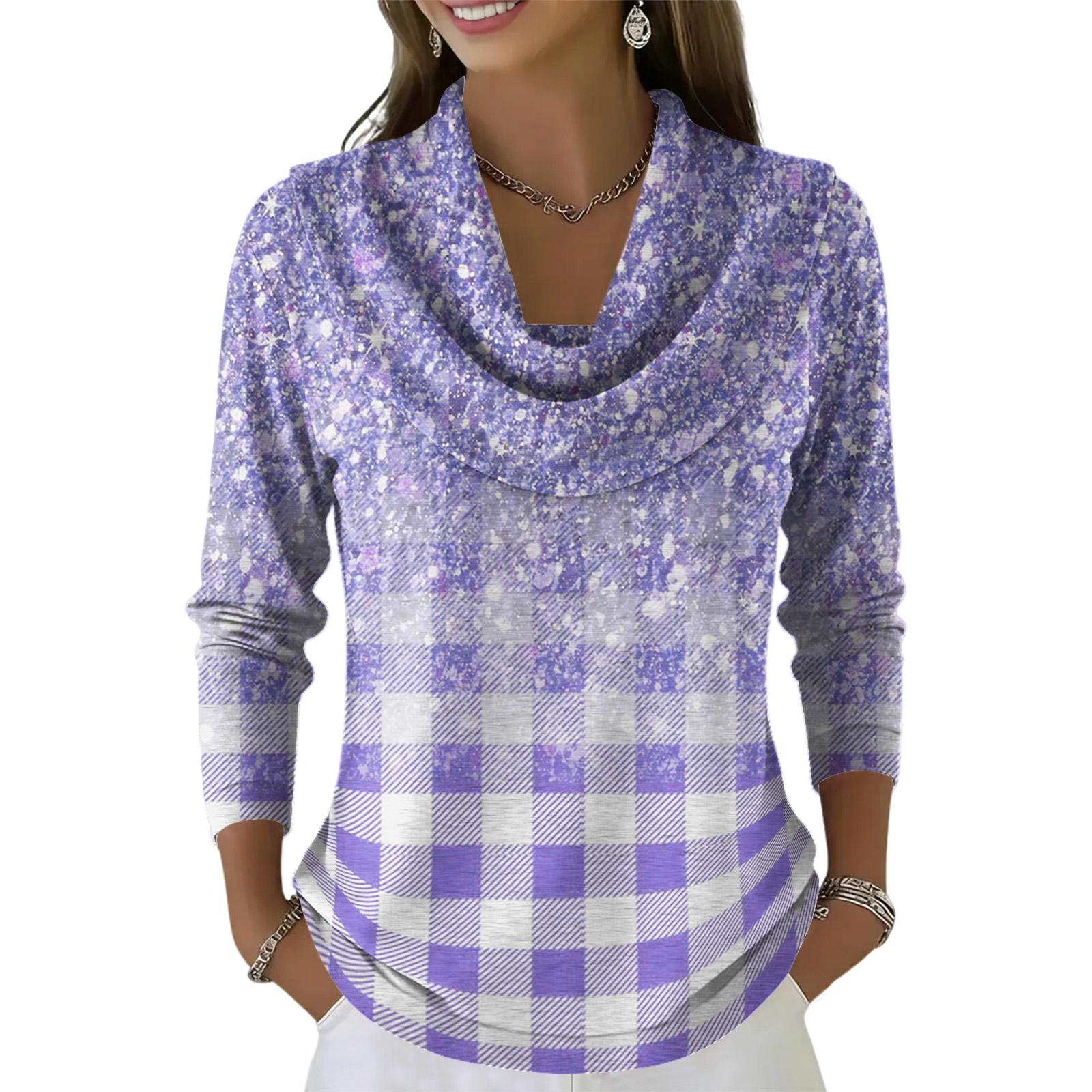 

Жіночий повсякденний та модний светр з круглим вирізом та довгими рукавами з принтом M фіолетовий