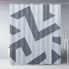 Modern Teal Gradient Wavy Line Art Waterproof Shower Curtain
