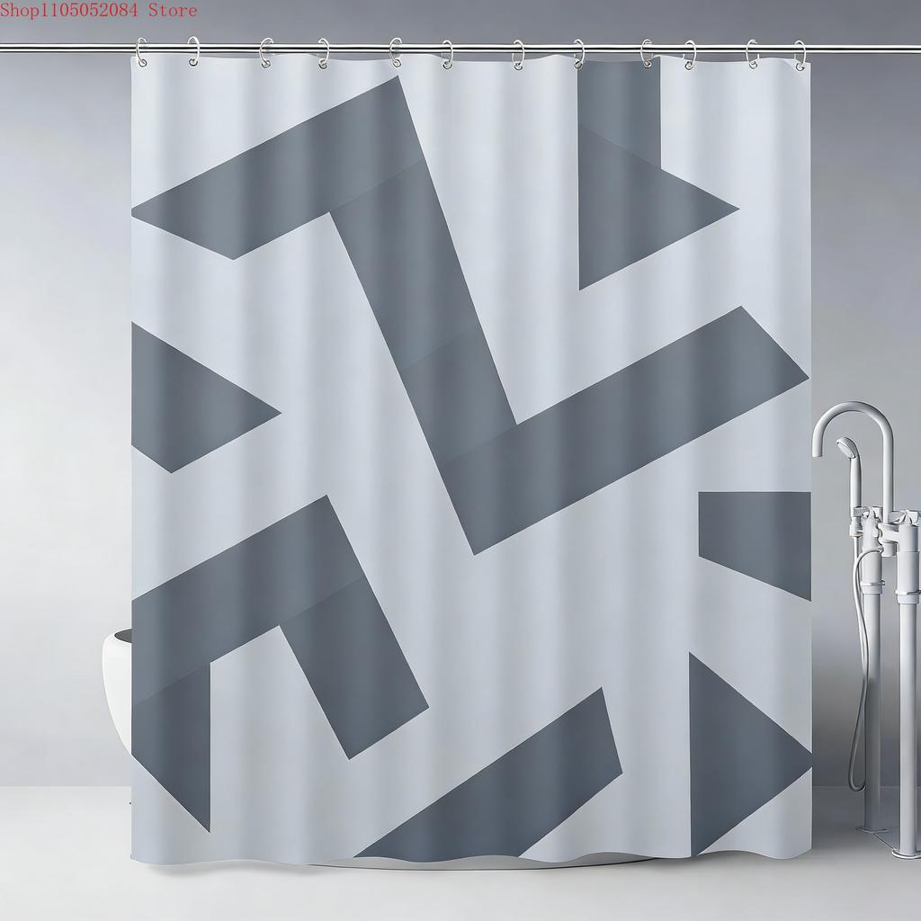 Modern Teal Gradient Wavy Line Art Waterproof Shower Curtain