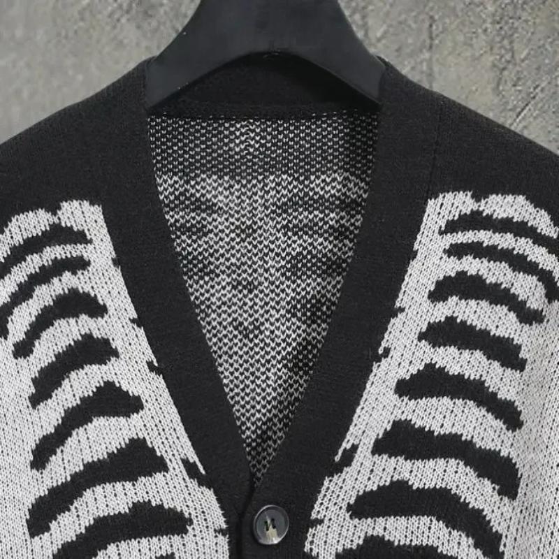 Unisex Pletené svetry se žakárovým vzorem Jarní Podzimní Ležérní Volný Kardigan pro Muže Ženy Nadměrná velikost Halloweenské Y2K Kardigany