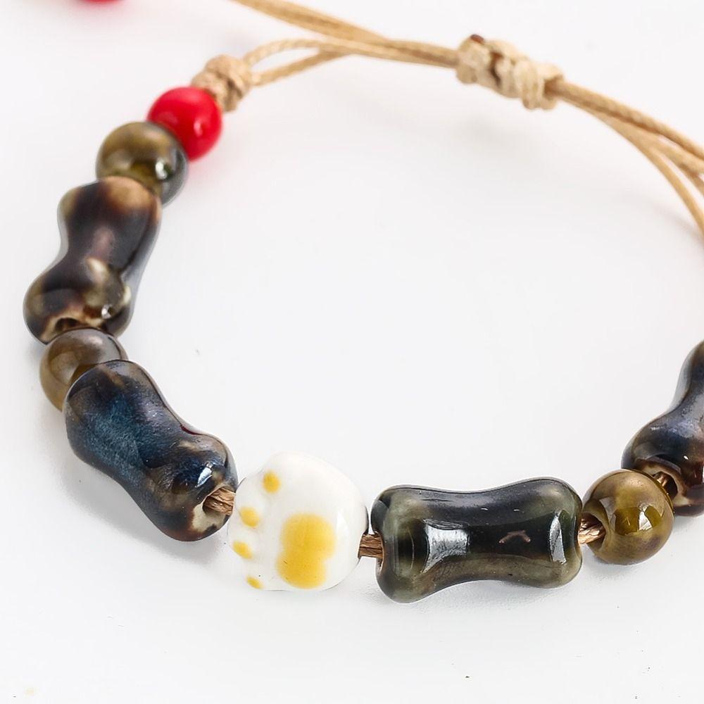 10Pcs Cartoon Design Cat Paw Beads Ceramic Jewelry Making Material  Student