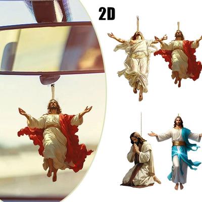 2D Auto Weihnachts-Acryl-Anhänger Auto-Rückspiegel Innendekoration Hängendes Ornament Spielzeug Auto-Innenausstattung Zubehör