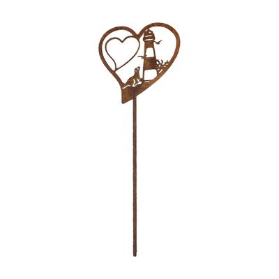 Heart Shape Lighthouse Silhouettes Garden Stake Outdoor Decoration Corrosions Resistant Landscape Art