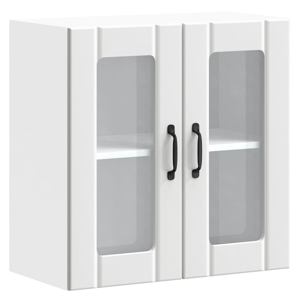 Kitchen Wall Cabinet with Glass Doors, Lucca, White