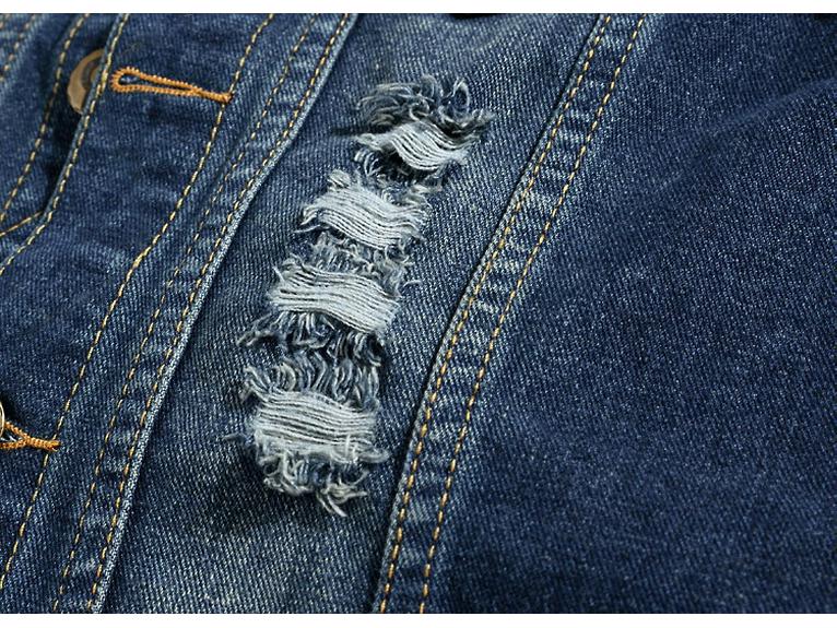 Gilet da moto in denim coreano slim fit taglie forti da uomo - Giacca senza maniche strappata alla moda