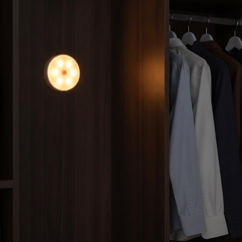 Lamp Night Light Usb Rechargeable Stick-On Sensor Light Wireless Cabinet Counter 6W Led Round Motion-Sensor Light