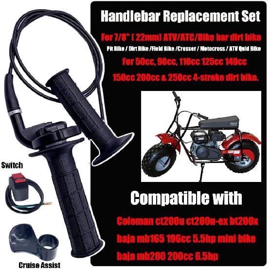 Auto-Moto Handle Bar Throttle Grips Grip +Throttle Cable + Throttle Housing Clamp for Dirt Bike Quad ATV Pit 50cc 125cc