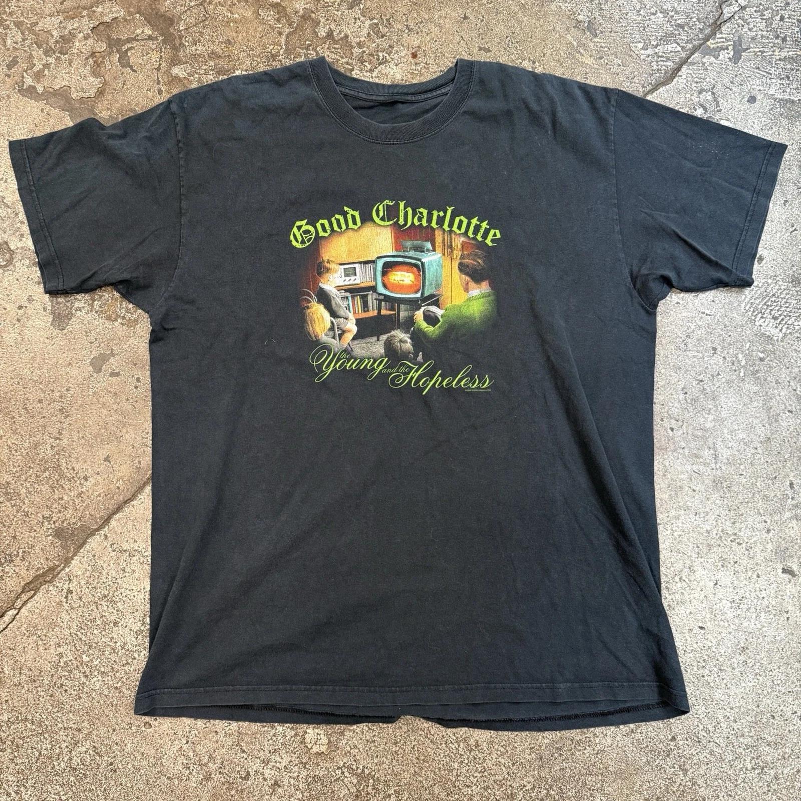 Vintage 2002 Good Charlotte Band Tee Black And Green The Young And The Hopeless S