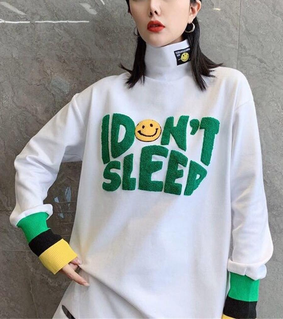 Купить Женская водолазка с капюшоном, забавные топы с вышивкой в стиле ...