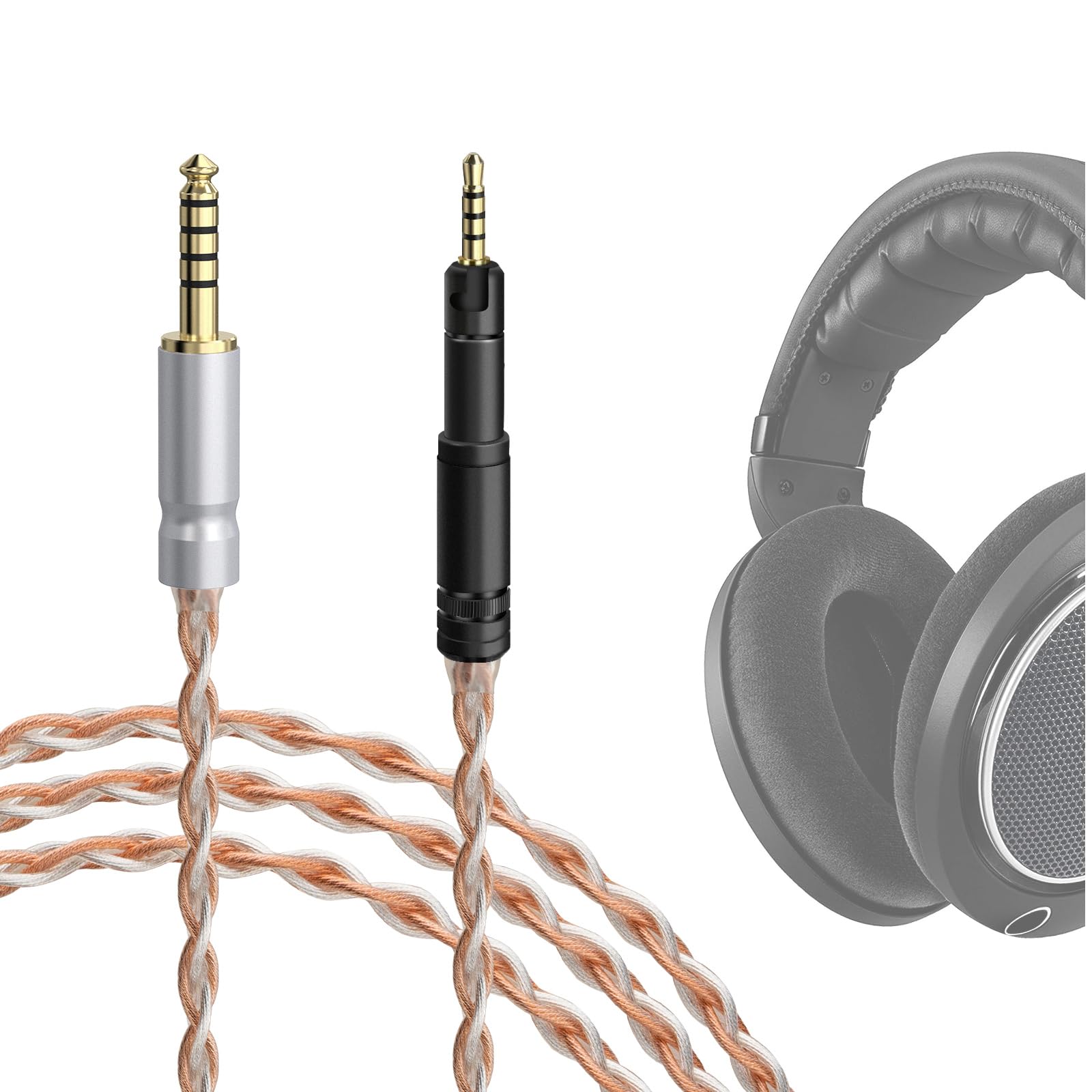 

Geekria Apollo 6N Single Crystal Copper Surface Silver Plated Upgrade Cable Compatible with Sennheiser HD620S HD599 HD550 HD505 Headphones Balanced