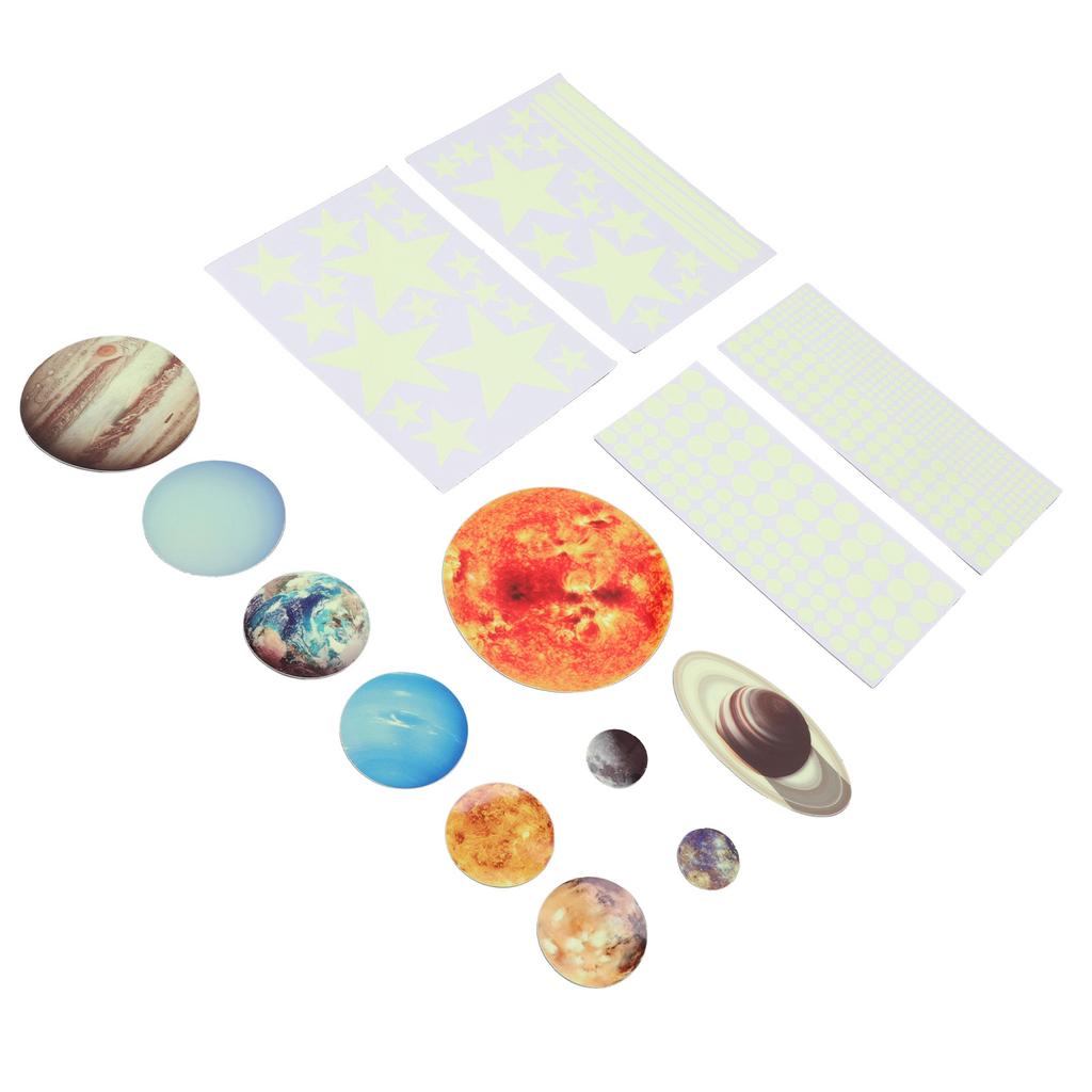 14pcs Glowing Planets Wall Stickers Glow in The Dark Star Solar System Decal for Children Bedroom Nursery Mini Solar