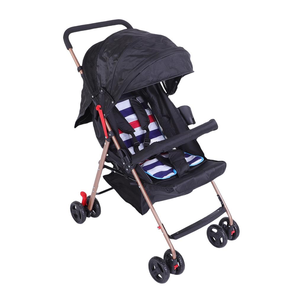 Baby Stroller Lightweight Foldable Shock Absorption High Landscape Toddler Pushchair with   Backrest Canopy Net Storage Basket for Outdoor