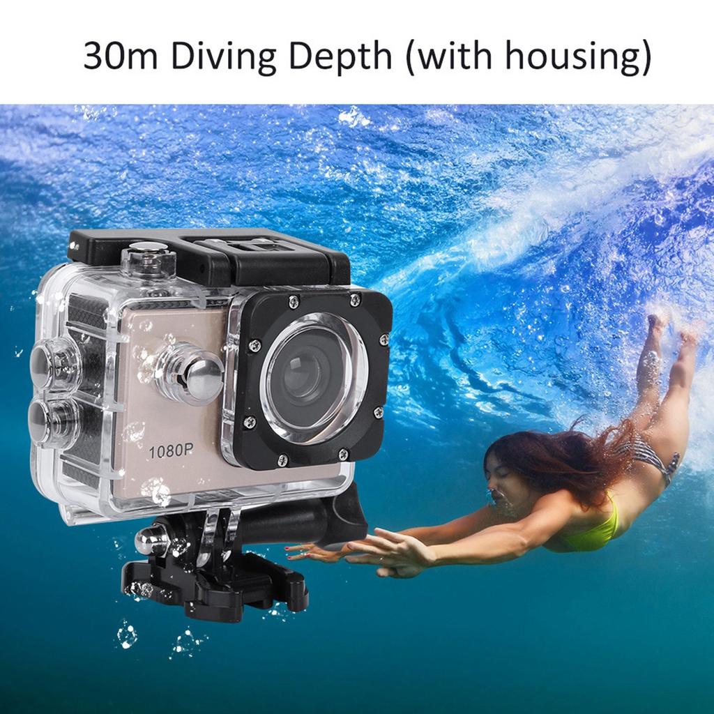 1080P HD 2inch LCD Screen Sports 30m Waterproof Action Camera Set with Battery