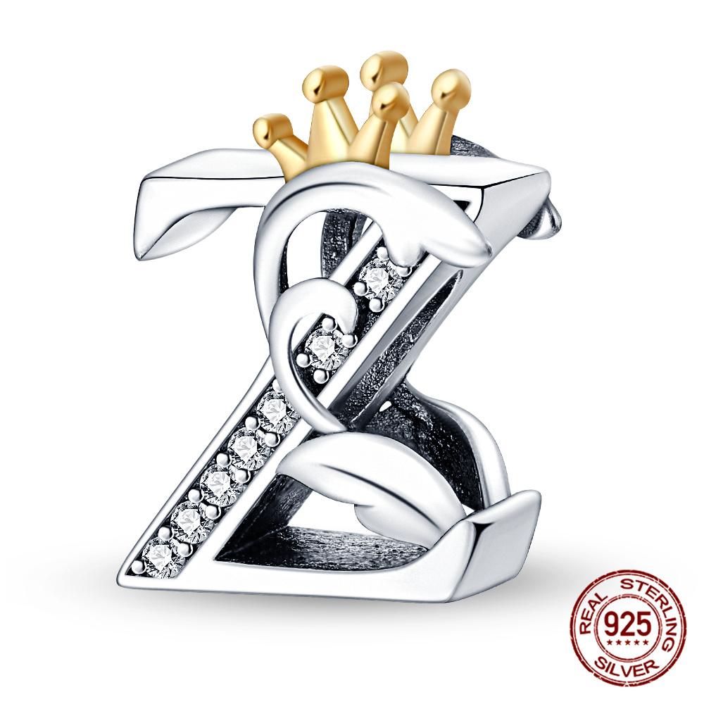 Classic Crown 26 Letters A-Z Copper Charms Fitoriginal Bracelets Diy Jewelry Making For Women Gift