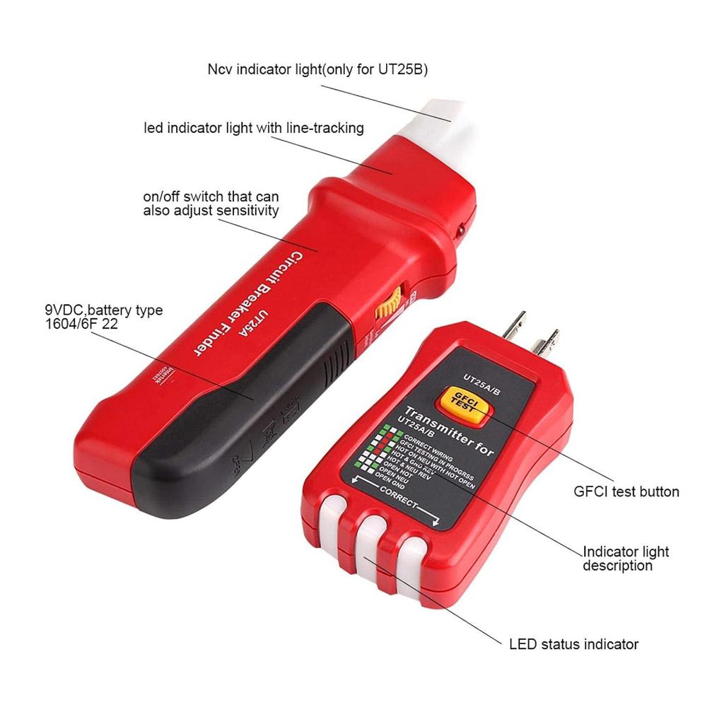 Circuit Breaker Finder, Non-Contact Voltage Tester Outlet / Receptacle Tester Kit Sensitivity Adjustable Professional Circuit Finder for Home