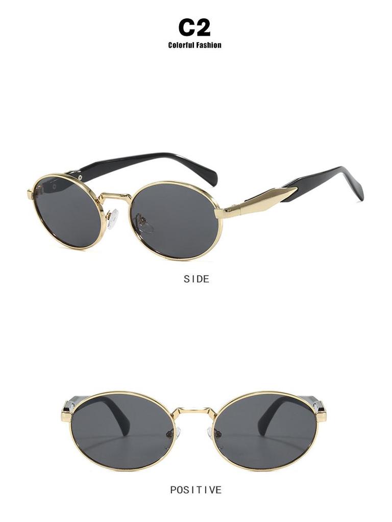 2024 Trendy Oval Metal Sunglasses - Retro Street Style for Women