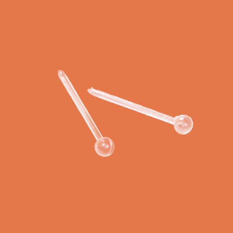 Transparent Resin Ear Piercing Studs - Anti-Clogging, Invisible, Ideal for Newly Pierced Ears
