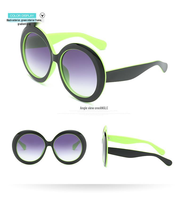Oversized Retro Round Sunglasses for Women & Men - European & American Trendy Style (Model S8079)