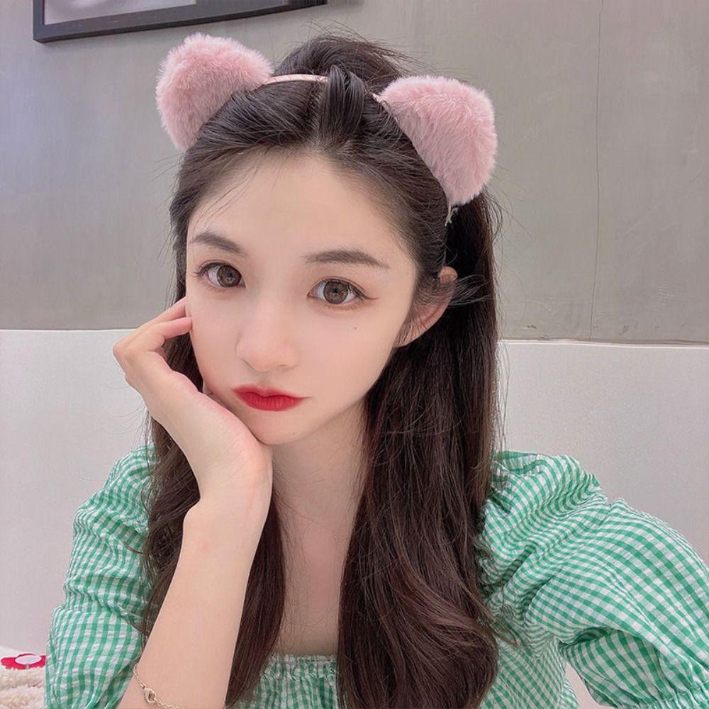 Thin Plush Hair Band Face Wash Hairband Women Hair Hoop Funny Cat Ears Headband  Girl/Women