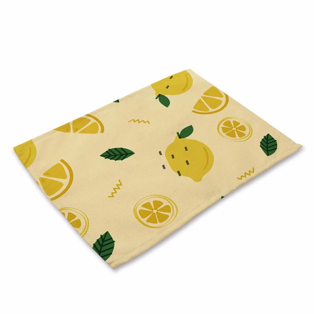 Lemon Fruit Placemats Summer Ice Cream Place Mats Waterproof Non-Slip Heat-Resistant Linen Outdoor Flamingo Dinner Table Mats