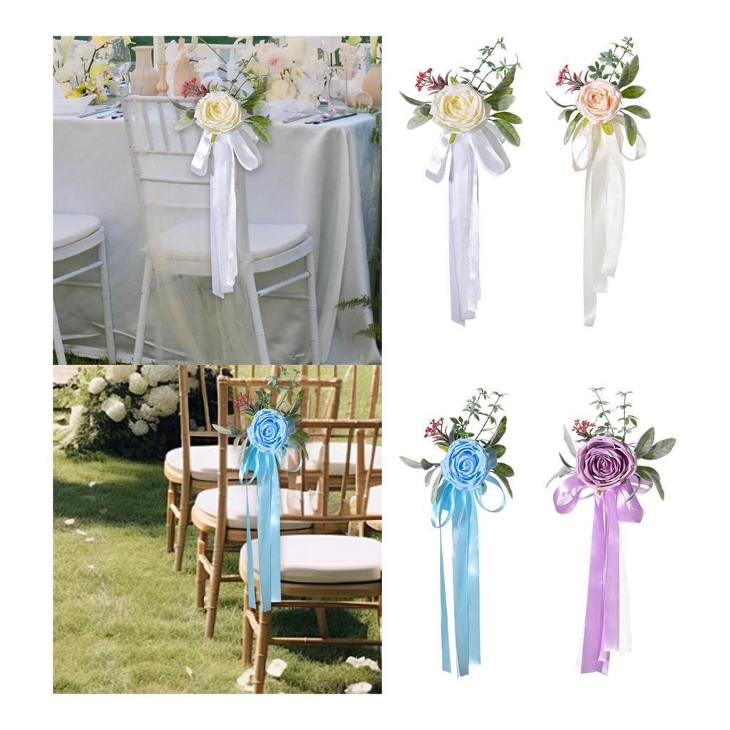 Rustic Wedding Chair Flower Chair Decorations Wedding Ceremony Aisle Decoration for Celebration Holiday Parties Ceremony Dining