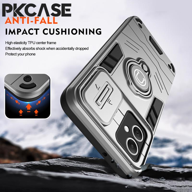 PKCASE Slide Push Window Case For Infinix Spark 30 Pro 20C 20 Go POP 9 8 Car Magnetic Stand Cover For Tecno Camon 30S Pova 5 Pro