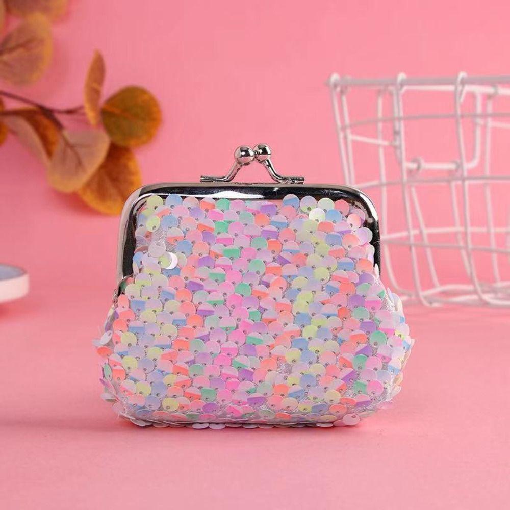 3-inch Colorful Sequins Fashion Small Money Pouch Zero Wallets Portable Coin Purses Creative Earphone Data Cable Storage Bag
