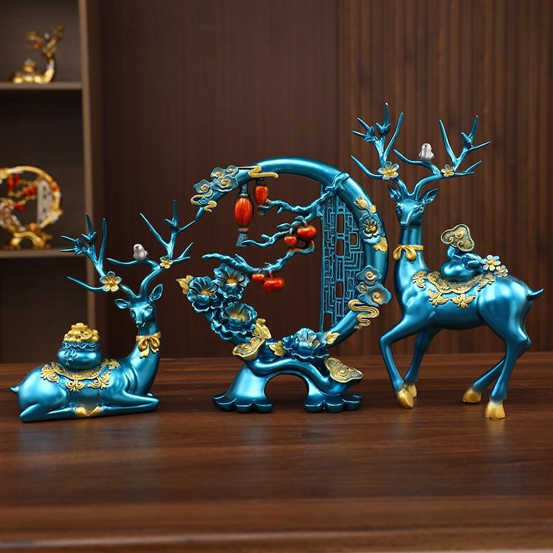 Fortune Deer Wealth-Attracting Ornament for Living Room and Cabinet – Perfect Housewarming or Opening Gift