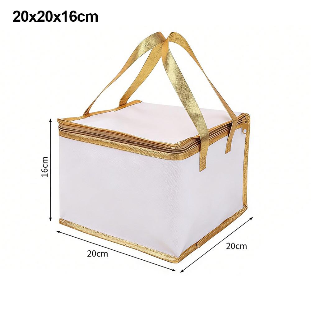 Reusable Aluminum Foil Tote Bag Zipper White Insulated Thermal Cooler Bag Refrigerated Bag Picnic Cake Fruit Drink Refrigeration