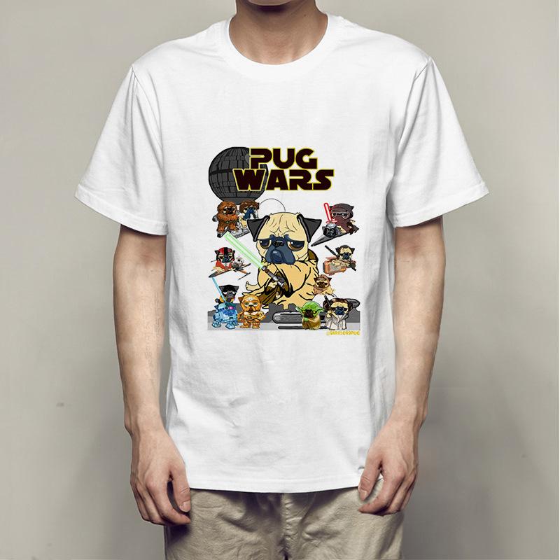 Summer Bago Dog Rock Pug Rock Printed Cotton Loose Round Neck Short Sleeve T-Shirts Men’s