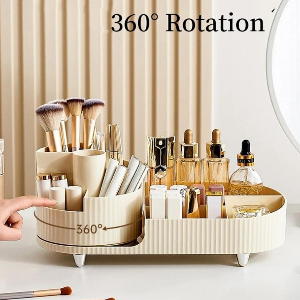 360° Drehbarer Make-up-Pinselhalter Große Kapazität Kosmetik-Aufbewahrungsständer Platzsparend Make-up Display Organizer