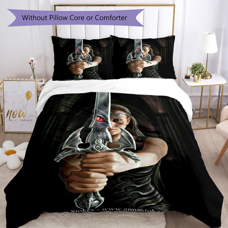 Gotisches Bettwäsche-Set Atmungsaktiver Bettbezug mit Kissenbezügen Dekorative Bettwäsche für Schlafzimmer Heimdekoration Geburtstagsgeschenk