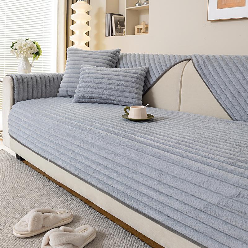 

Кролик плюшевый прямой полосатый диванный чехол утолщенный простой диванный коврик чехлы для дивана для гостиной однотонный противоскользящий диванный коврик 45x45cm pillowcase