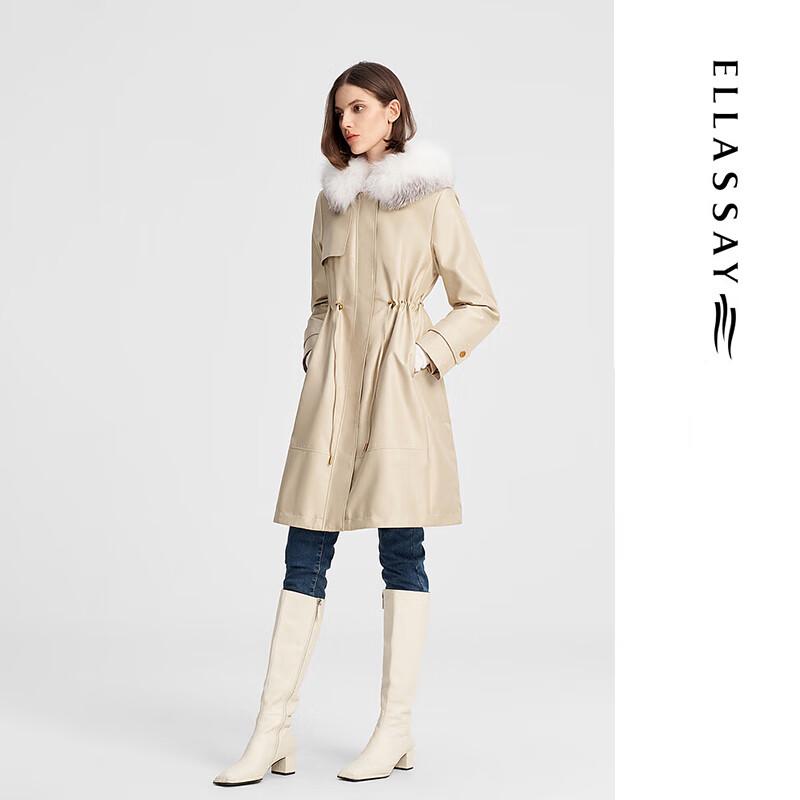 ELLASSAY Women's Autumn/Winter Snow Fox Fur Collar Goose Down Jacket EWW344L04100