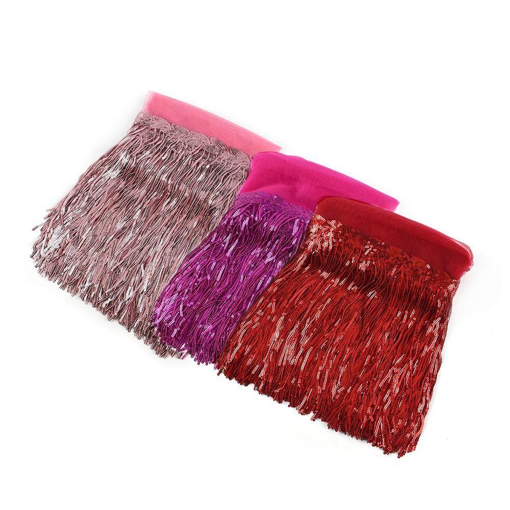 10 Yards Sequin Tassel Lace Trim Ribbon Fringe DIY Handmade Dance Performance Clothing Decoration Material Dance Sequin Tassel