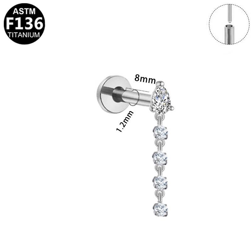 European-American Zirconium Chain Titanium Alloy Cartilage Earrings