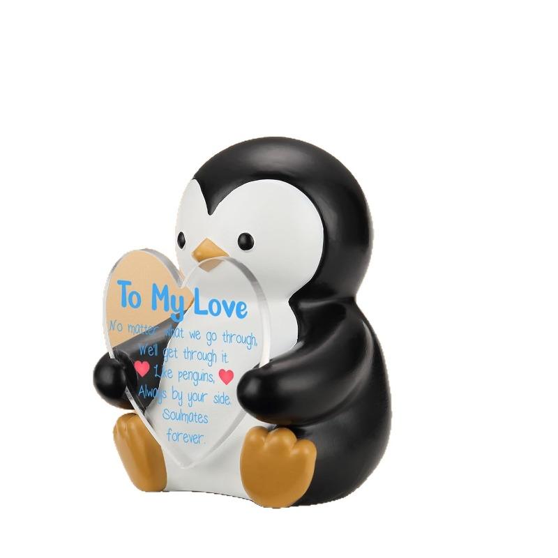 Cute Penguin Heart-hugging Figurine Micro-landscape Decorative Item